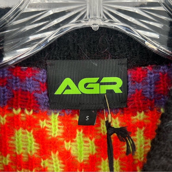 AGR Argyle Knit Colorful Sleeveless Mohair Mini Sweater Vest Dress Small NWT - Picture 5 of 9